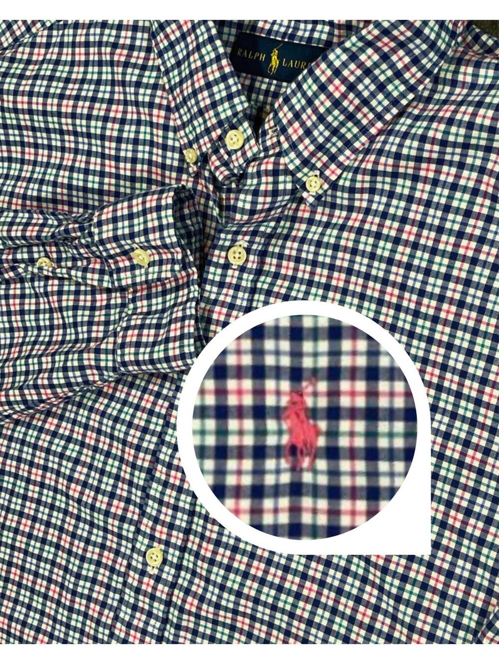Ralph Lauren Men’s Button-Down Shirt Navy Green and Red Plaid Size 2XL Pony Logo